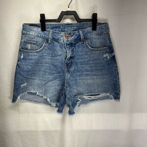 Women's Sound Style Shorts Button Blue Jean Light Blue Distressed Size 10